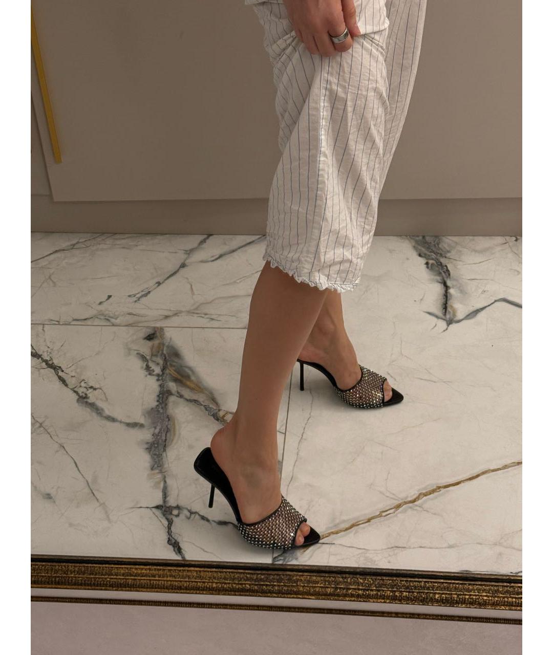 SAINT LAURENT Черные кожаные босоножки, фото 6