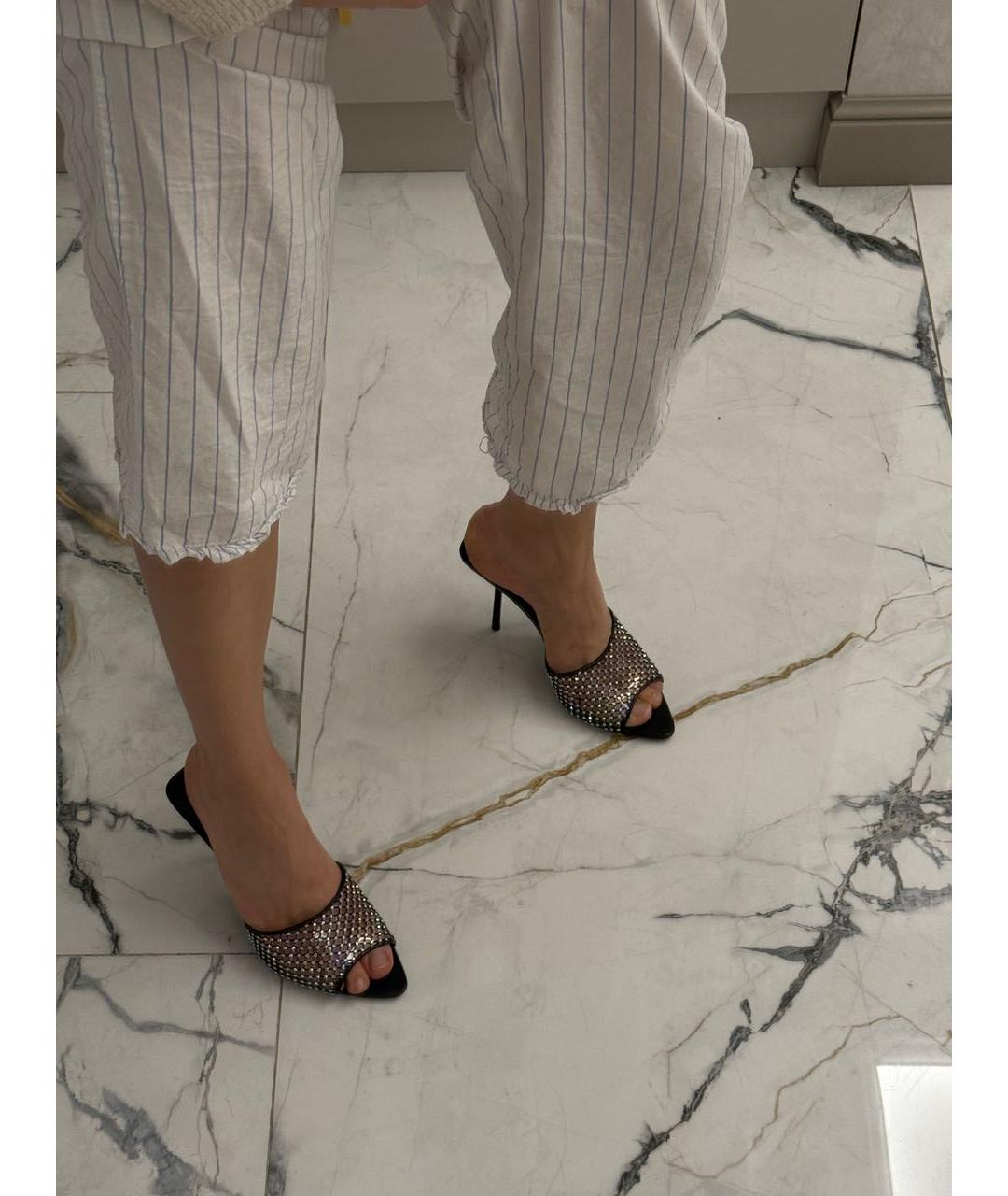 SAINT LAURENT Черные кожаные босоножки, фото 8