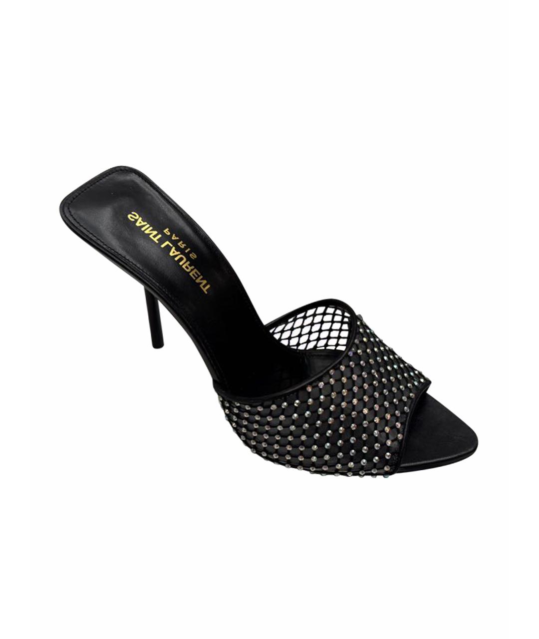 SAINT LAURENT Черные кожаные босоножки, фото 1