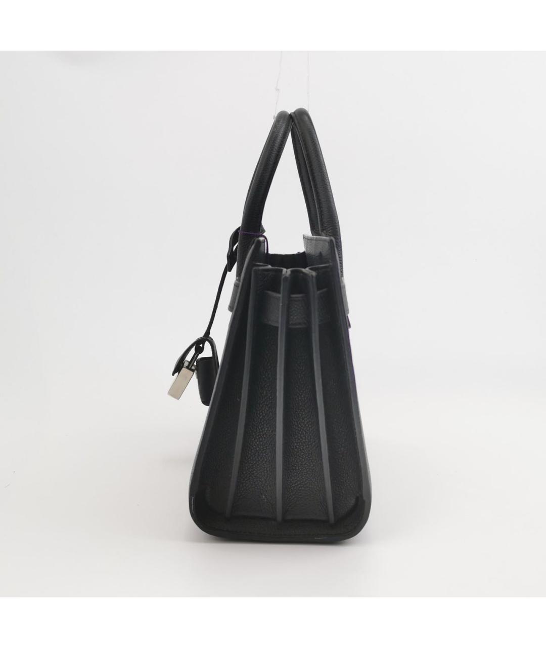 SAINT LAURENT Черная кожаная сумка с короткими ручками, фото 2