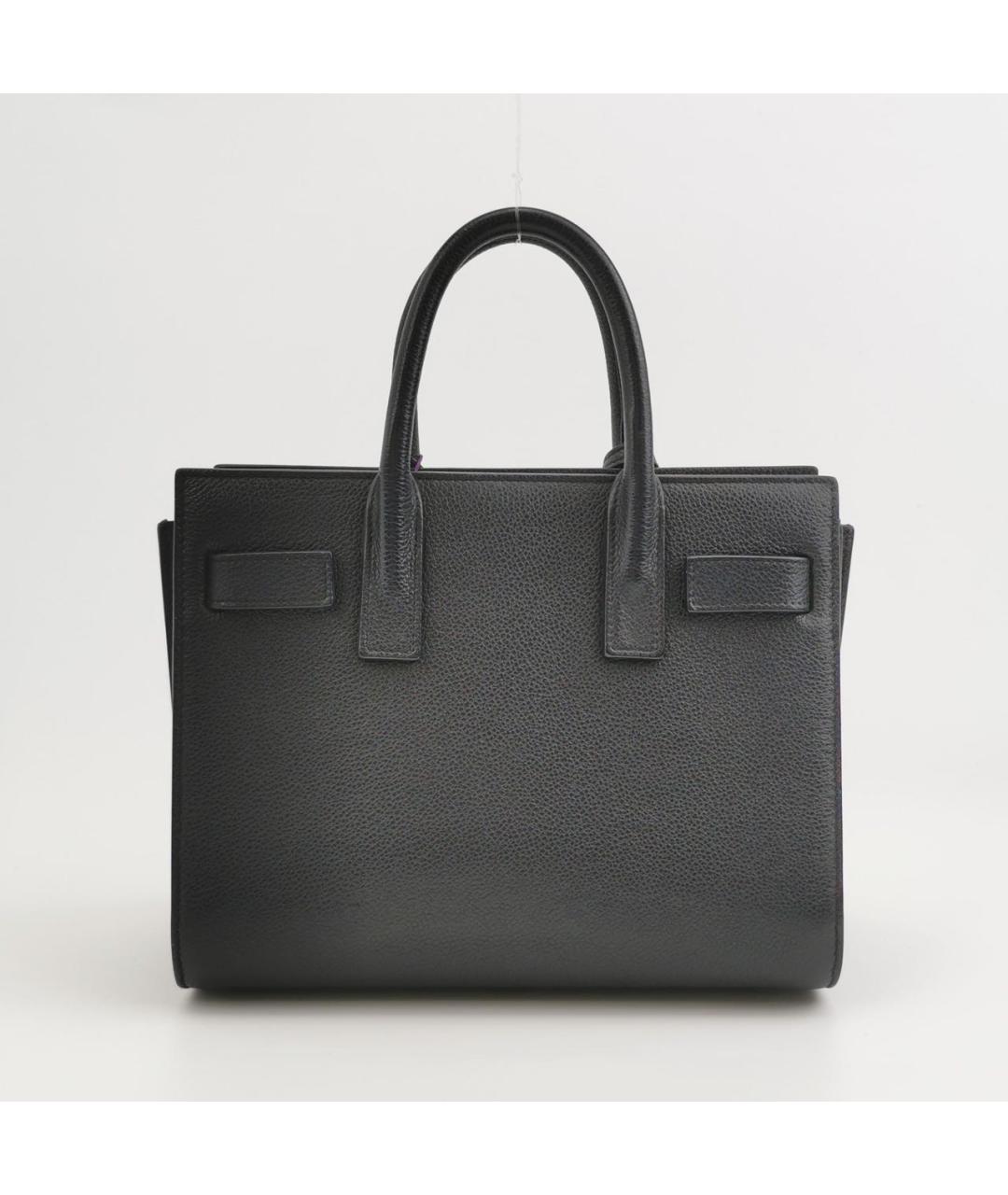 SAINT LAURENT Черная кожаная сумка с короткими ручками, фото 3