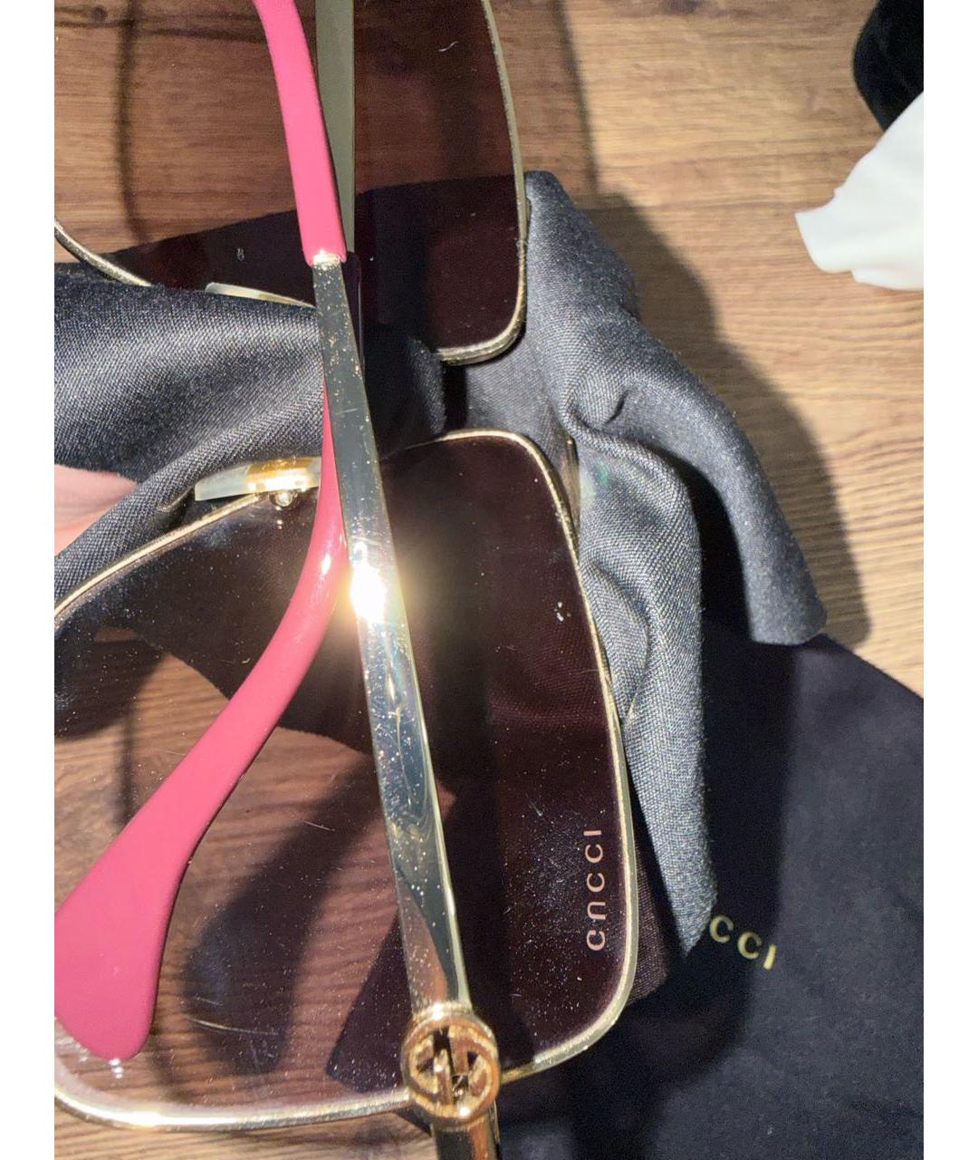 GUCCI Золотые металлические солнцезащитные очки, фото 6