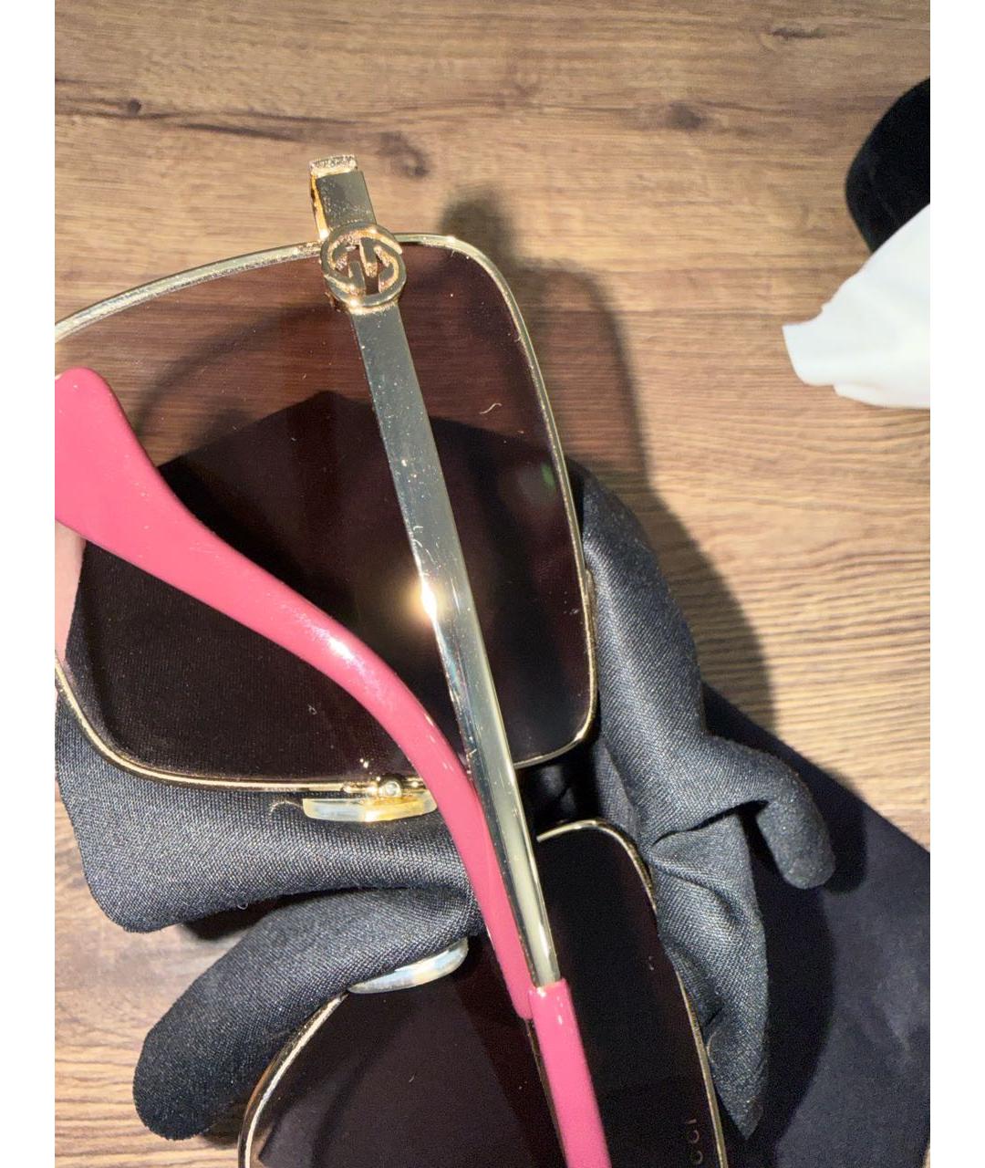 GUCCI Золотые металлические солнцезащитные очки, фото 7