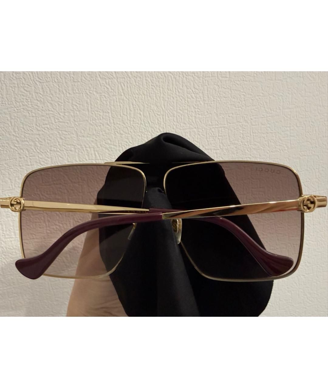 GUCCI Золотые металлические солнцезащитные очки, фото 8
