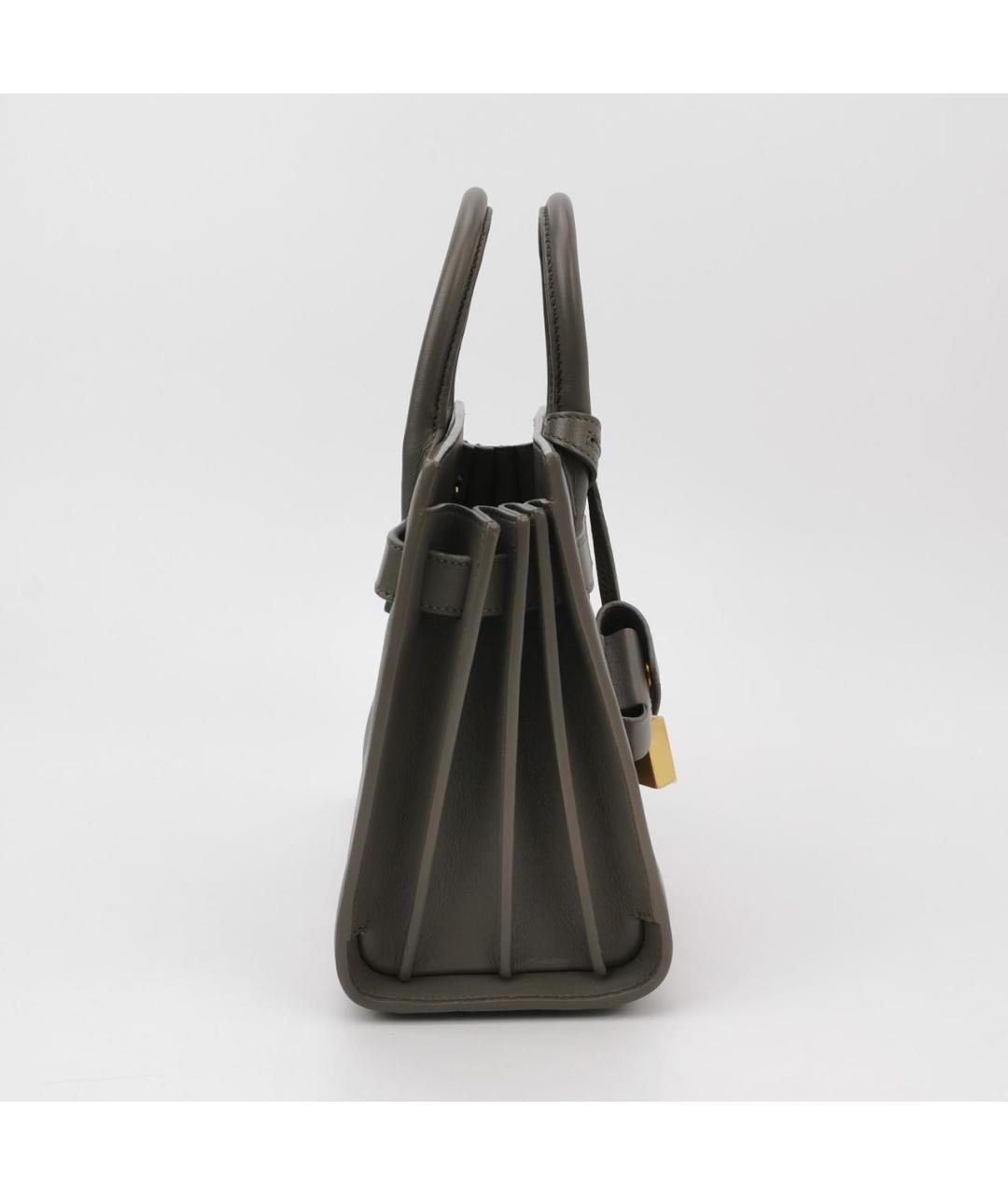 SAINT LAURENT Антрацитовая кожаная сумка с короткими ручками, фото 2