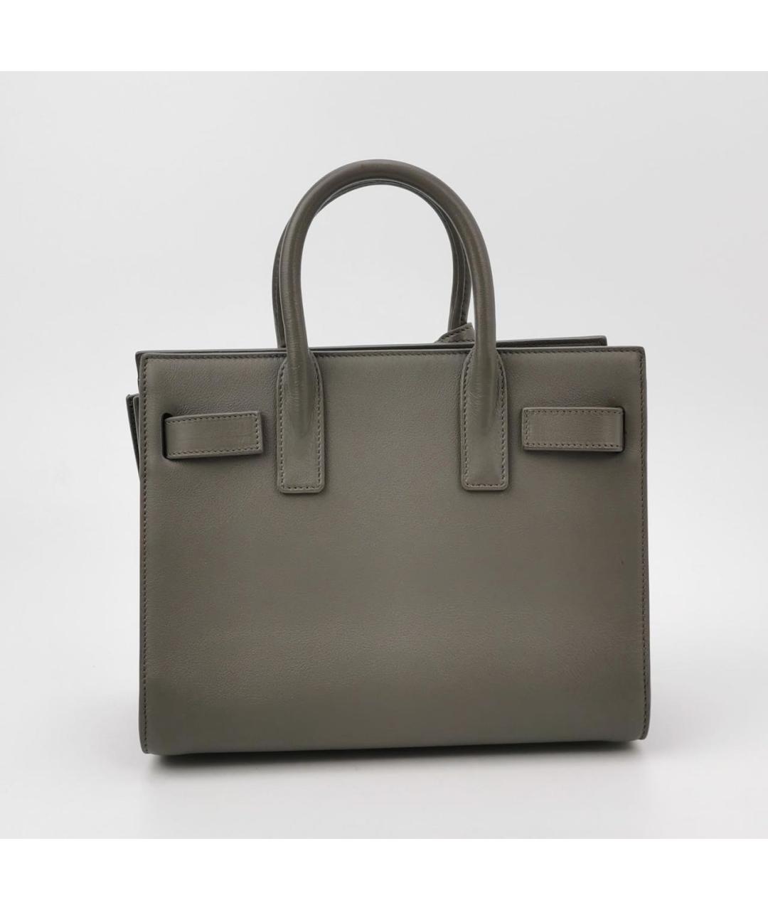 SAINT LAURENT Антрацитовая кожаная сумка с короткими ручками, фото 3