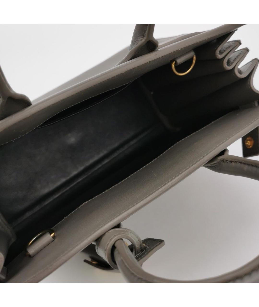 SAINT LAURENT Антрацитовая кожаная сумка с короткими ручками, фото 4