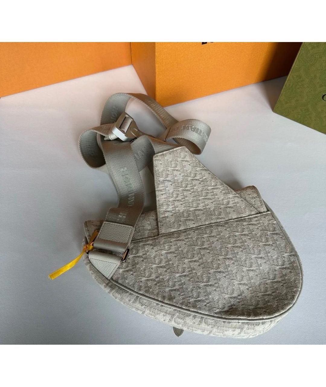 CHRISTIAN DIOR Бежевая жаккардовая сумка через плечо, фото 2