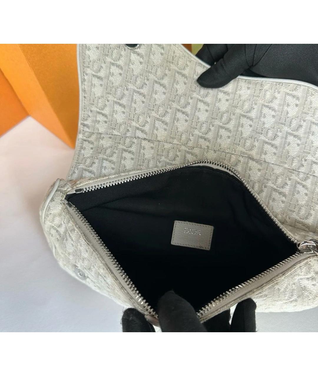 CHRISTIAN DIOR Бежевая жаккардовая сумка через плечо, фото 4