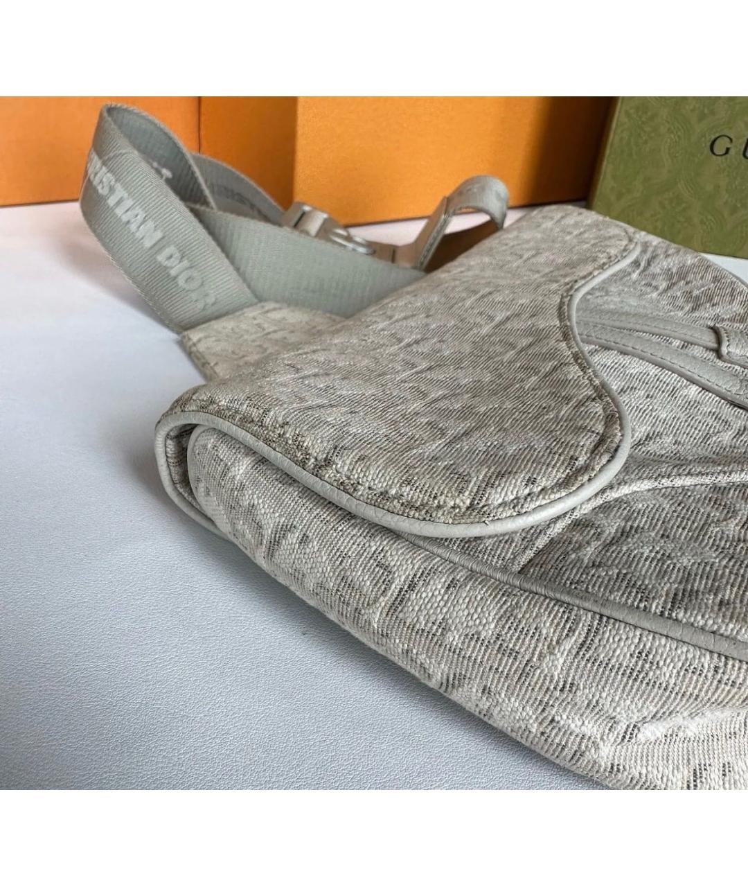 CHRISTIAN DIOR Бежевая жаккардовая сумка через плечо, фото 3