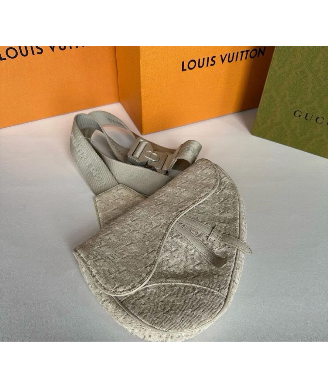 CHRISTIAN DIOR Бежевая жаккардовая сумка через плечо, фото 9