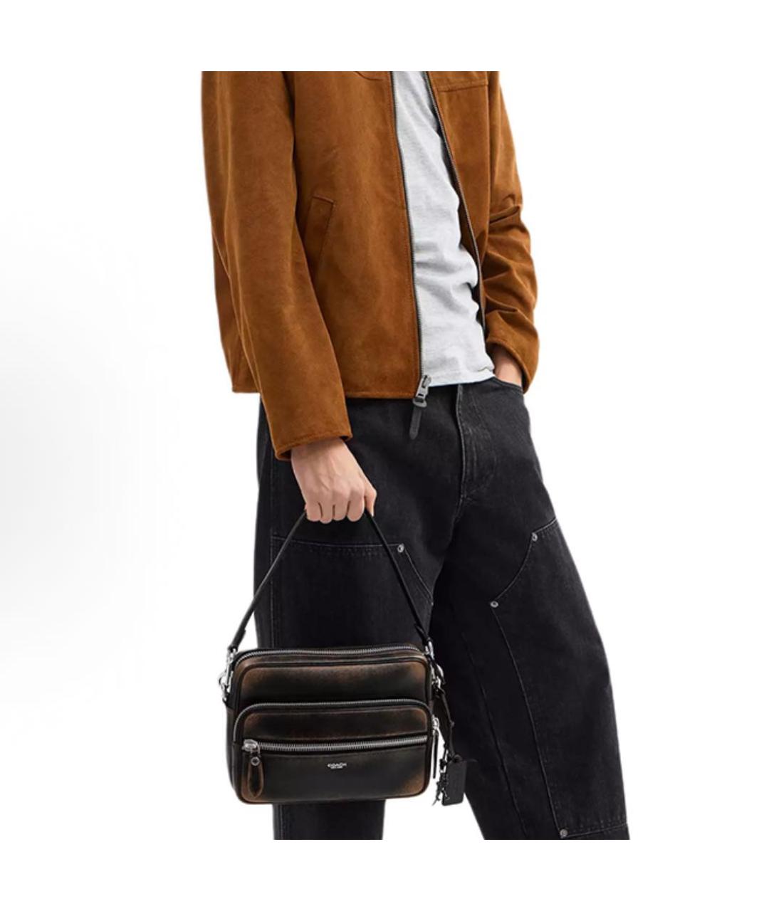 COACH Коричневая кожаная сумка через плечо, фото 6