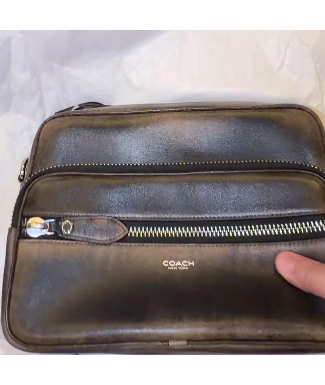 COACH Коричневая кожаная сумка через плечо, фото 7