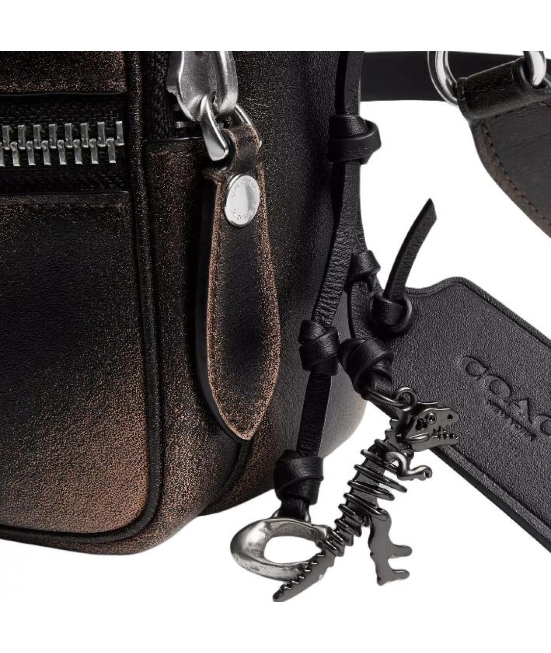 COACH Коричневая кожаная сумка через плечо, фото 4