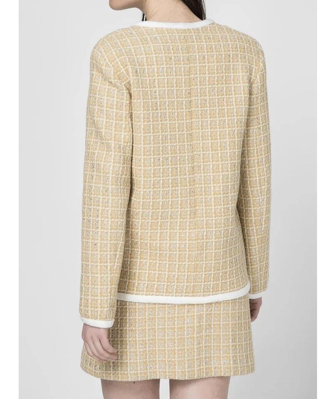 SANDRO Желтый твидовый жакет/пиджак, фото 8