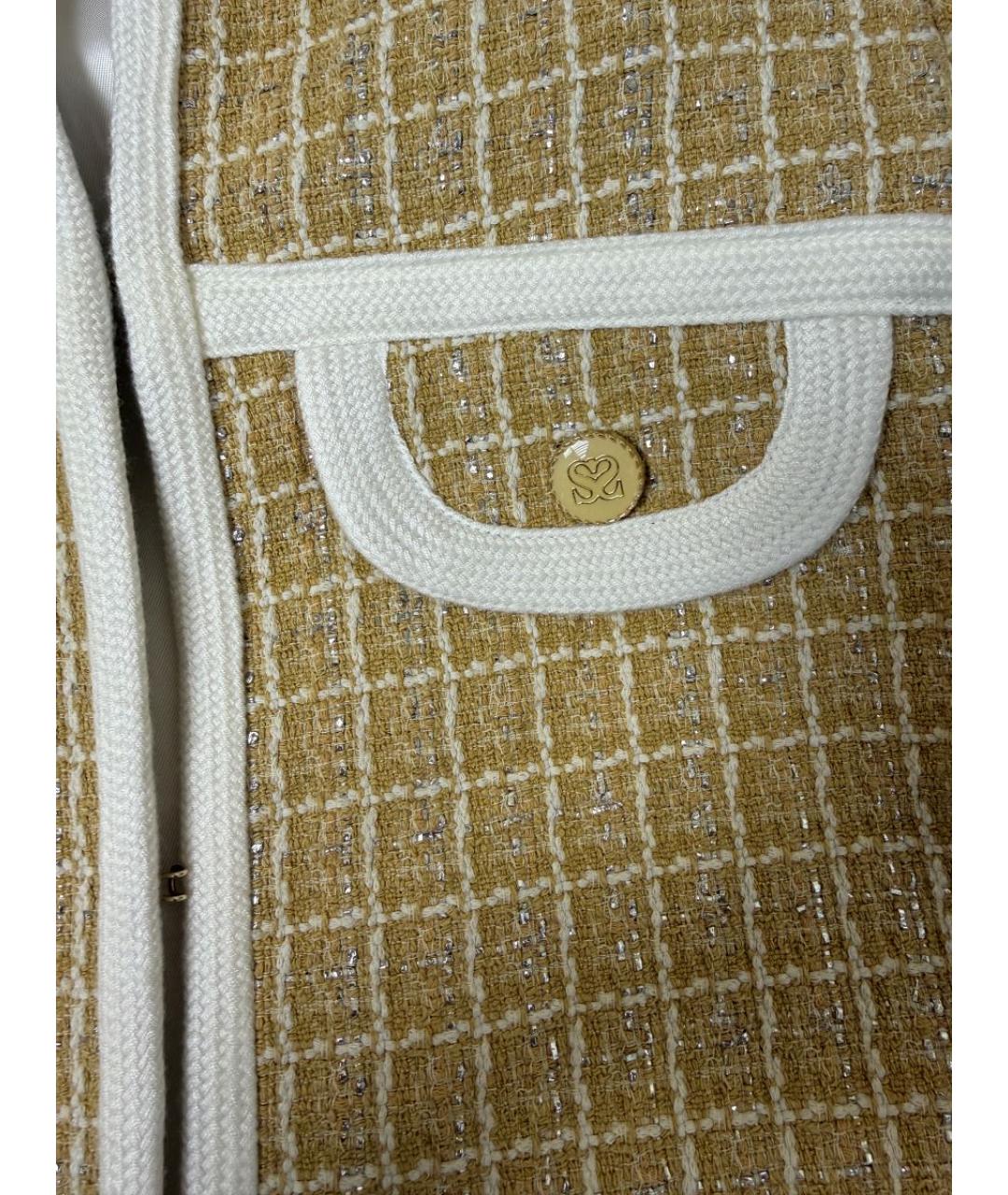 SANDRO Желтый твидовый жакет/пиджак, фото 3