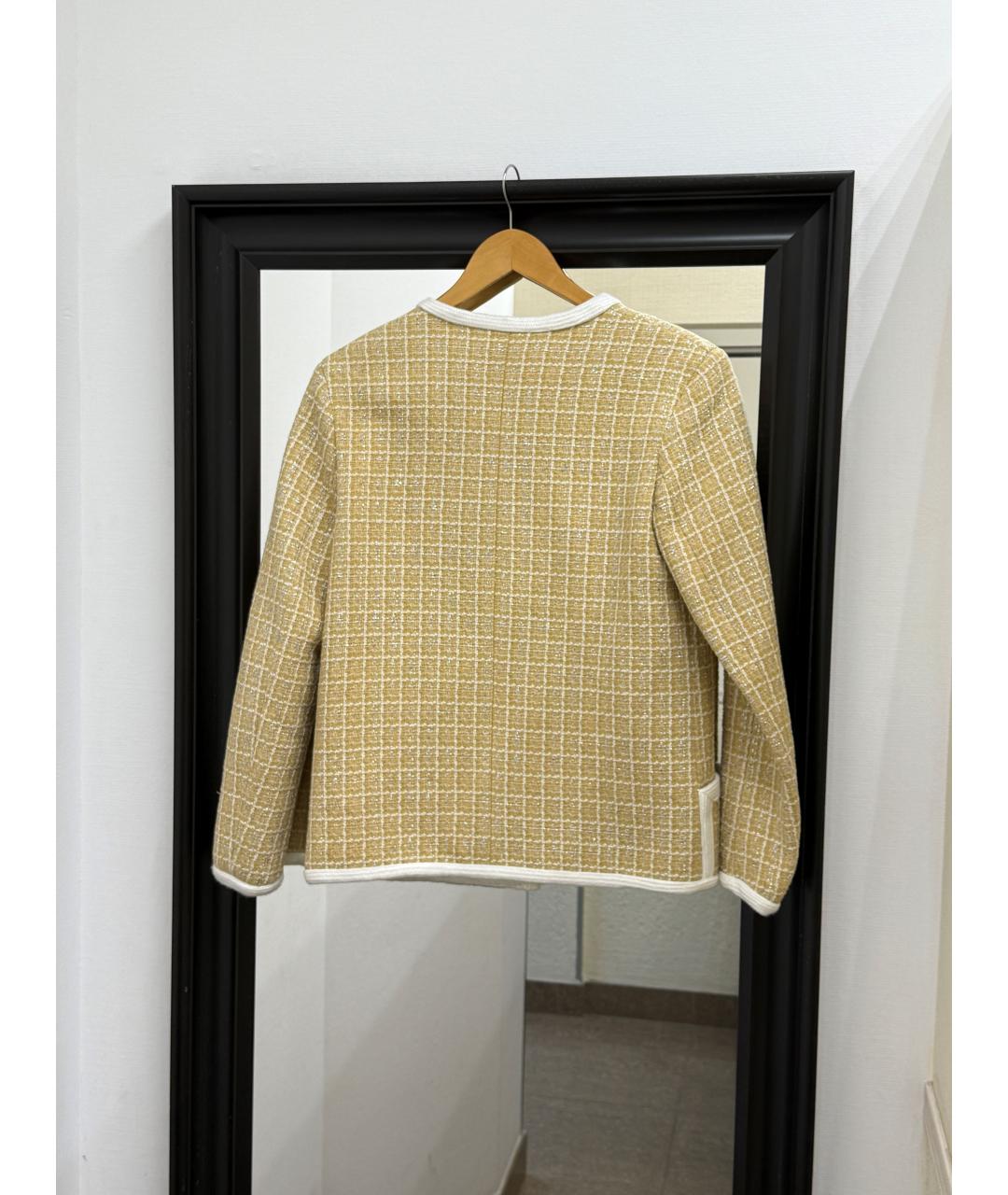 SANDRO Желтый твидовый жакет/пиджак, фото 2