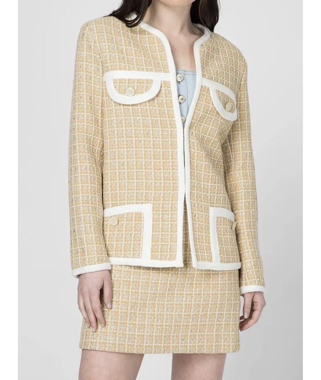 SANDRO Желтый твидовый жакет/пиджак, фото 7