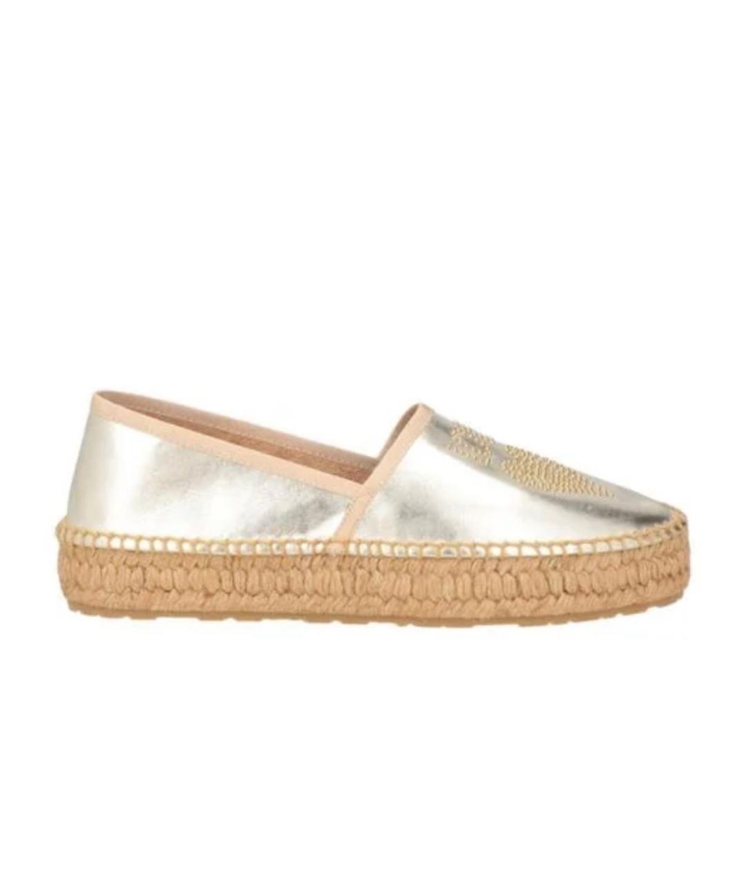 LOVE MOSCHINO Золотые кожаные эспадрильи, фото 1