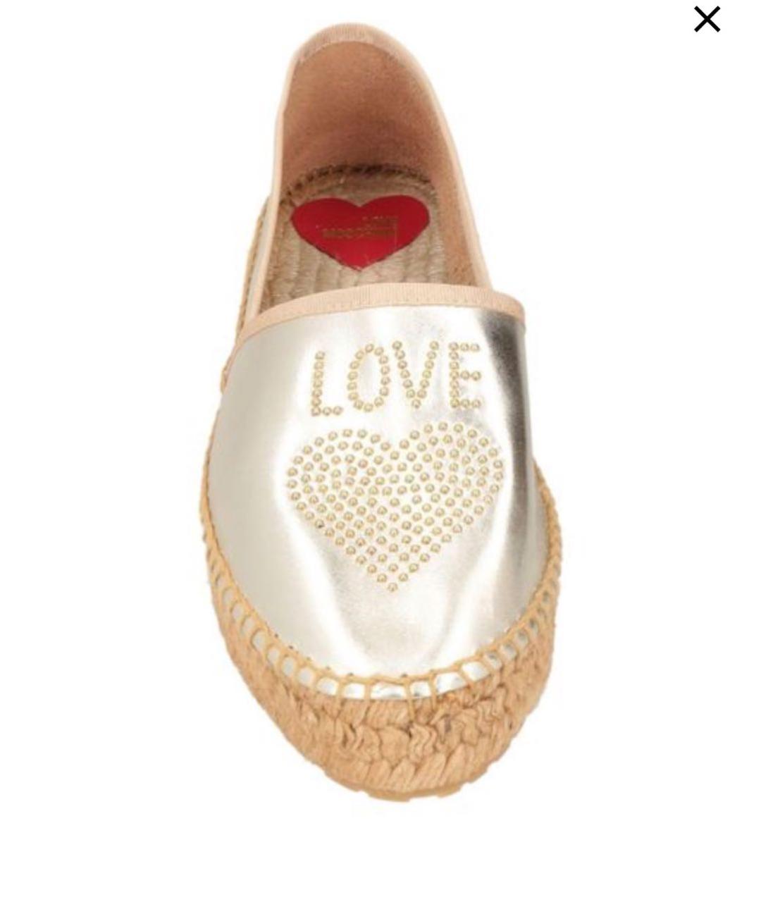 LOVE MOSCHINO Золотые кожаные эспадрильи, фото 6