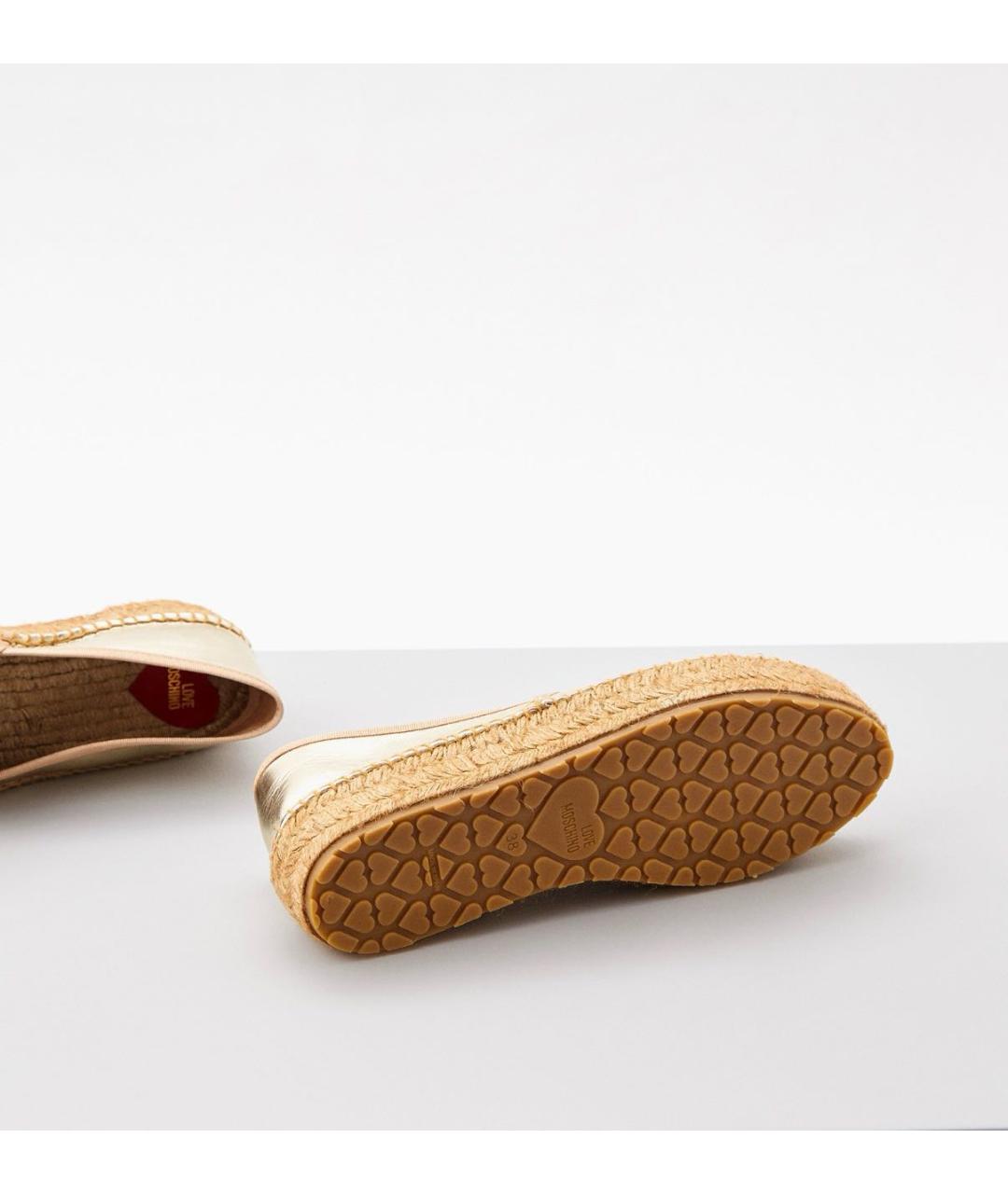 LOVE MOSCHINO Золотые кожаные эспадрильи, фото 4