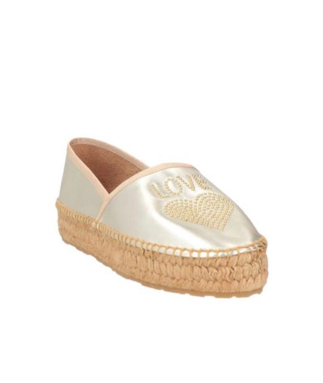 LOVE MOSCHINO Золотые кожаные эспадрильи, фото 5