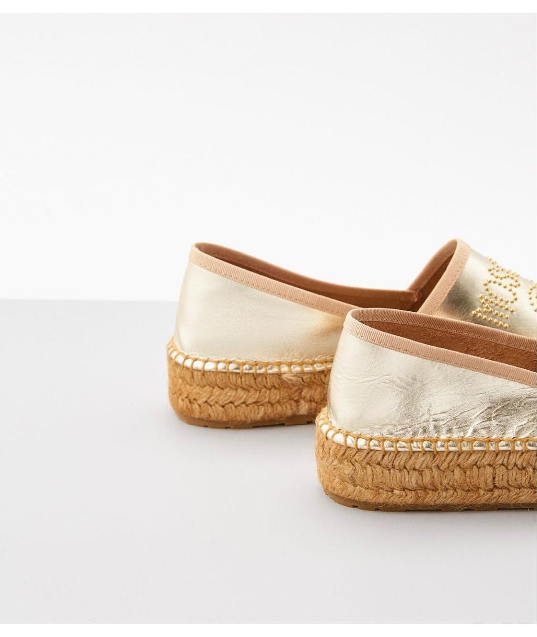 LOVE MOSCHINO Золотые кожаные эспадрильи, фото 3