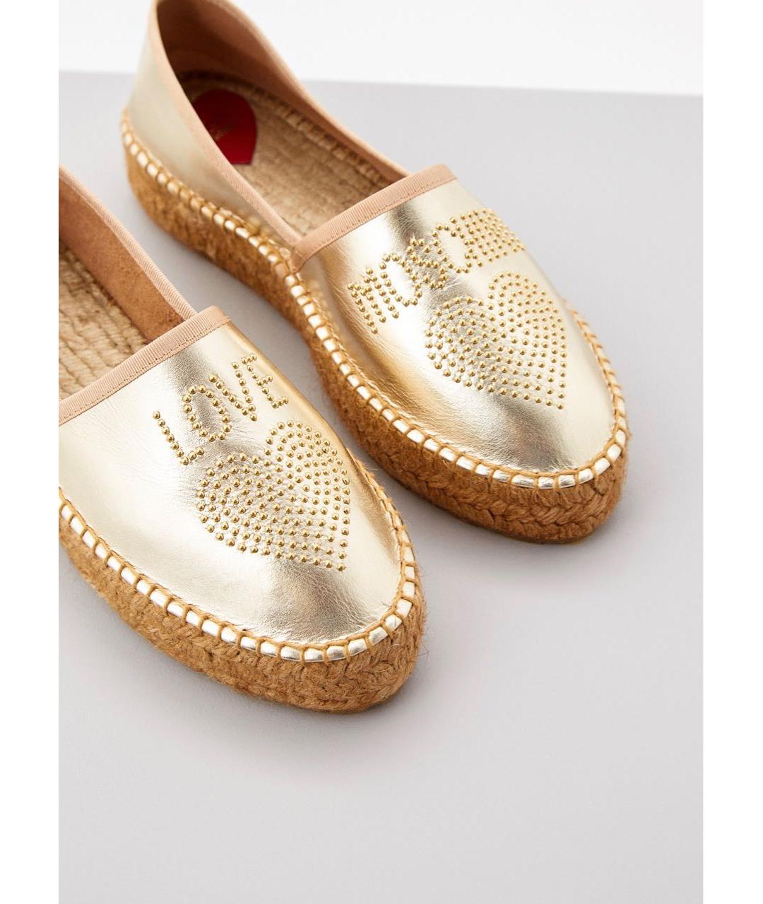 LOVE MOSCHINO Золотые кожаные эспадрильи, фото 8
