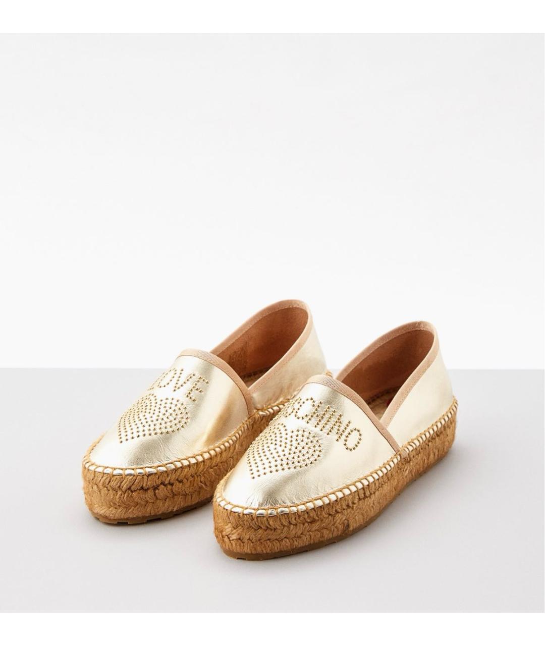 LOVE MOSCHINO Золотые кожаные эспадрильи, фото 2