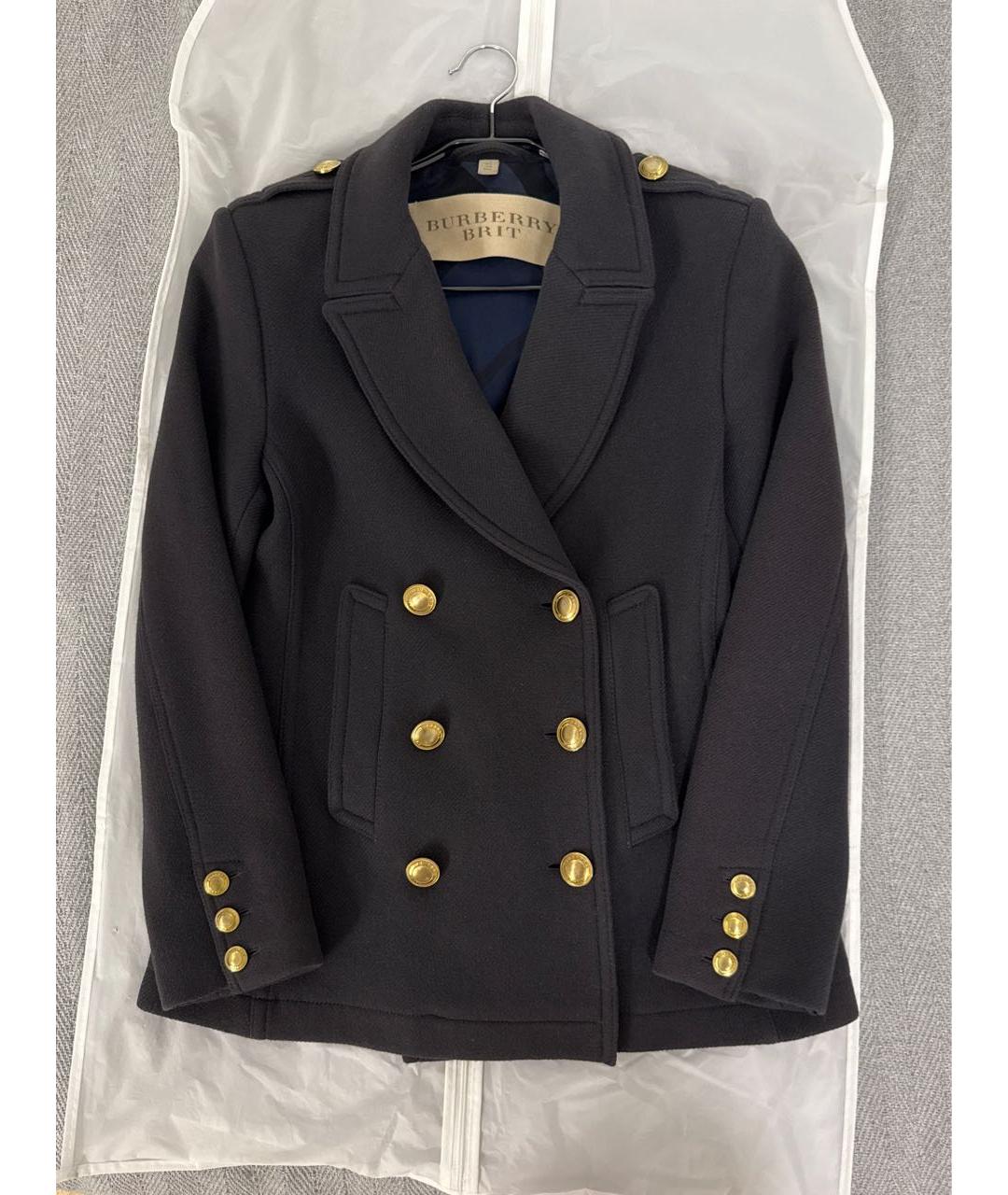 BURBERRY Темно-синее шерстяное пальто, фото 9