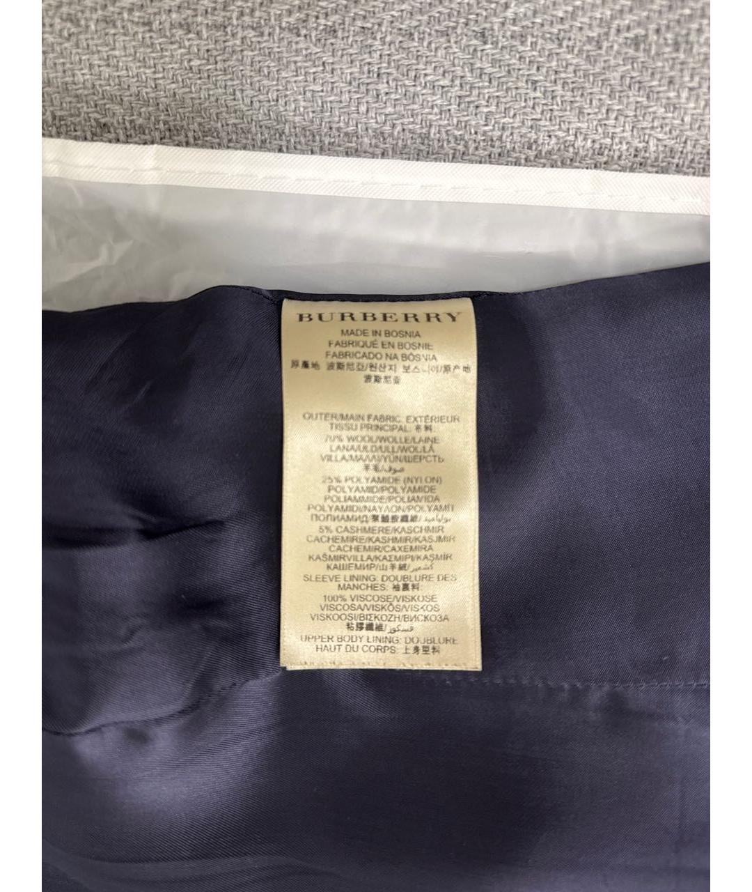 BURBERRY Темно-синее шерстяное пальто, фото 6