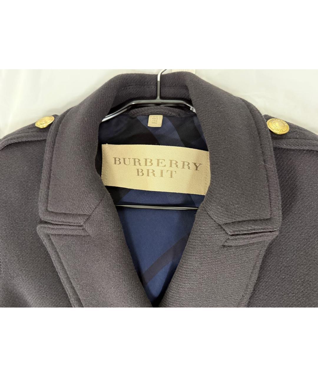 BURBERRY Темно-синее шерстяное пальто, фото 3
