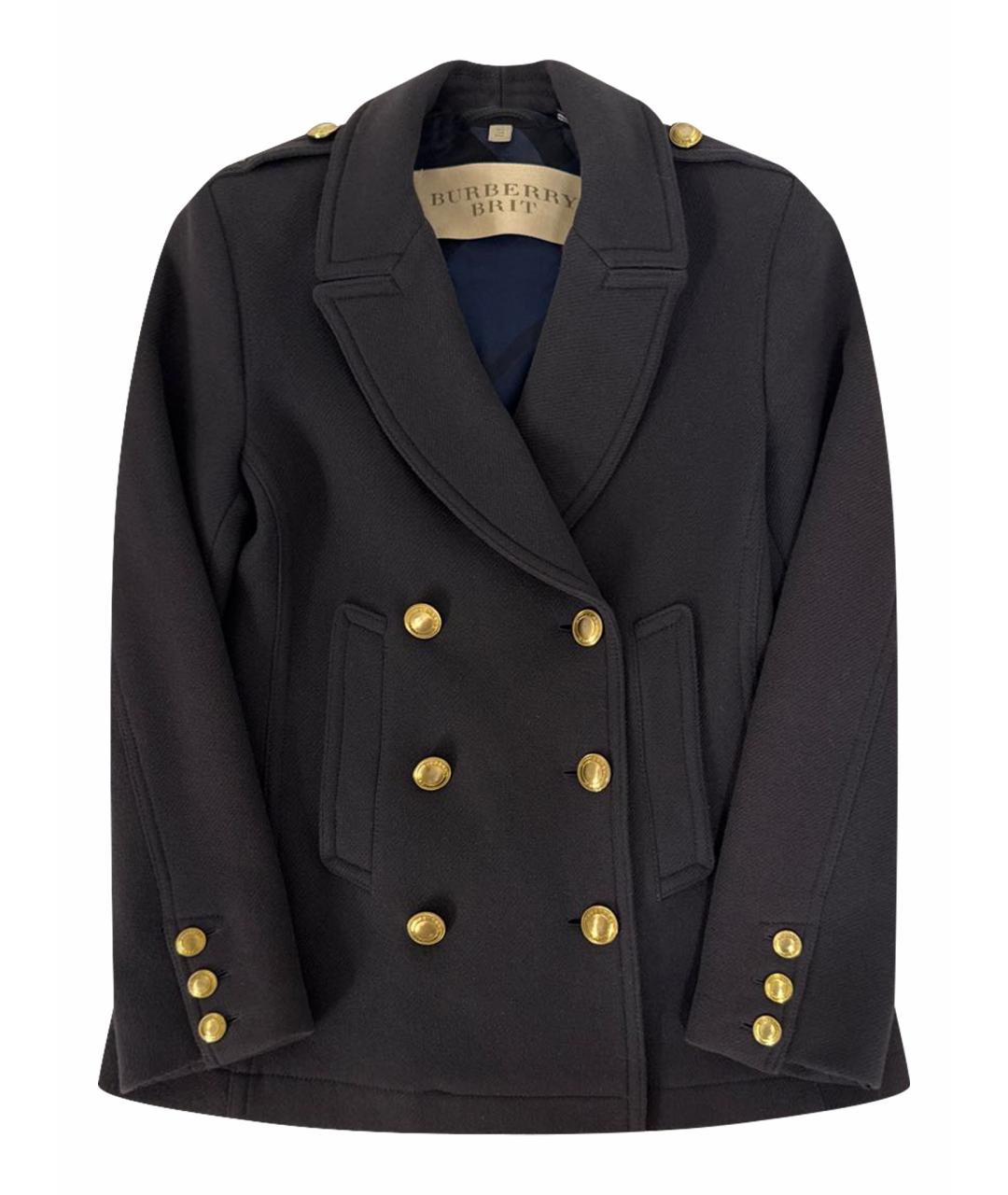 BURBERRY Темно-синее шерстяное пальто, фото 1