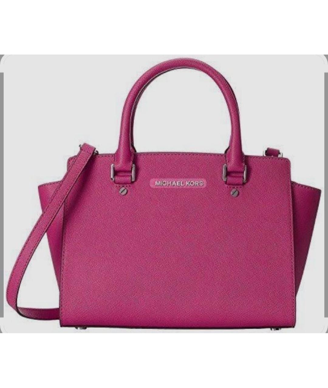 MICHAEL MICHAEL KORS Фуксия кожаная сумка тоут, фото 10
