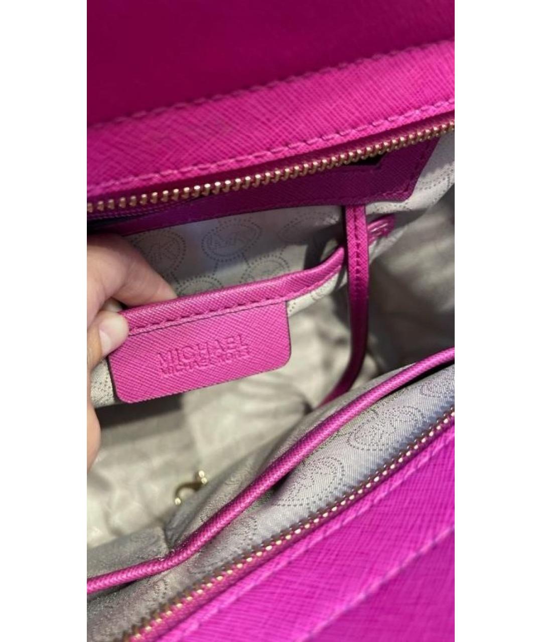 MICHAEL MICHAEL KORS Фуксия кожаная сумка тоут, фото 6