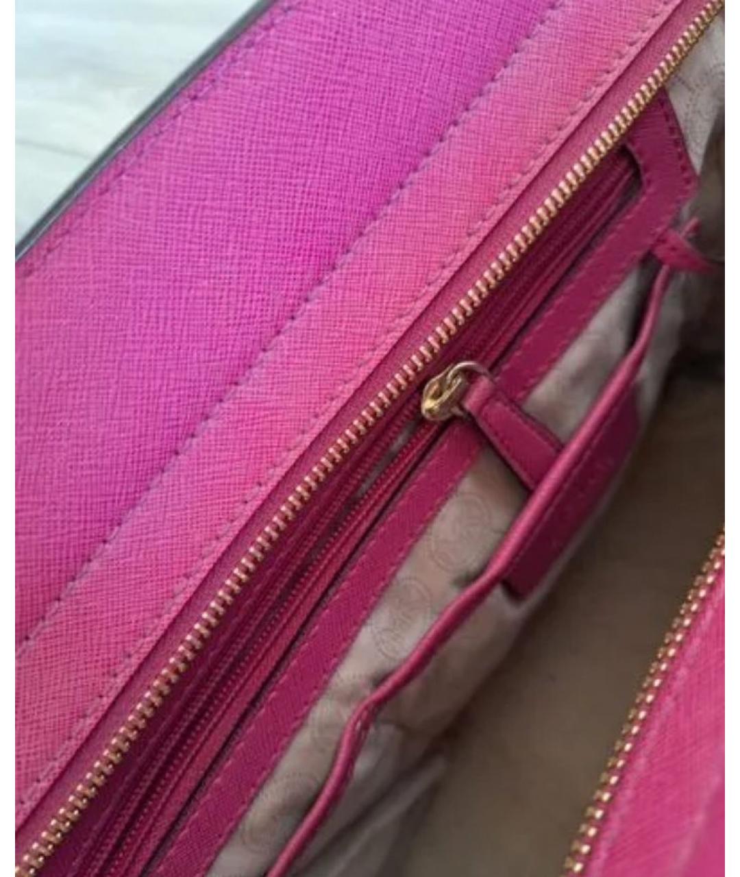 MICHAEL MICHAEL KORS Фуксия кожаная сумка тоут, фото 9