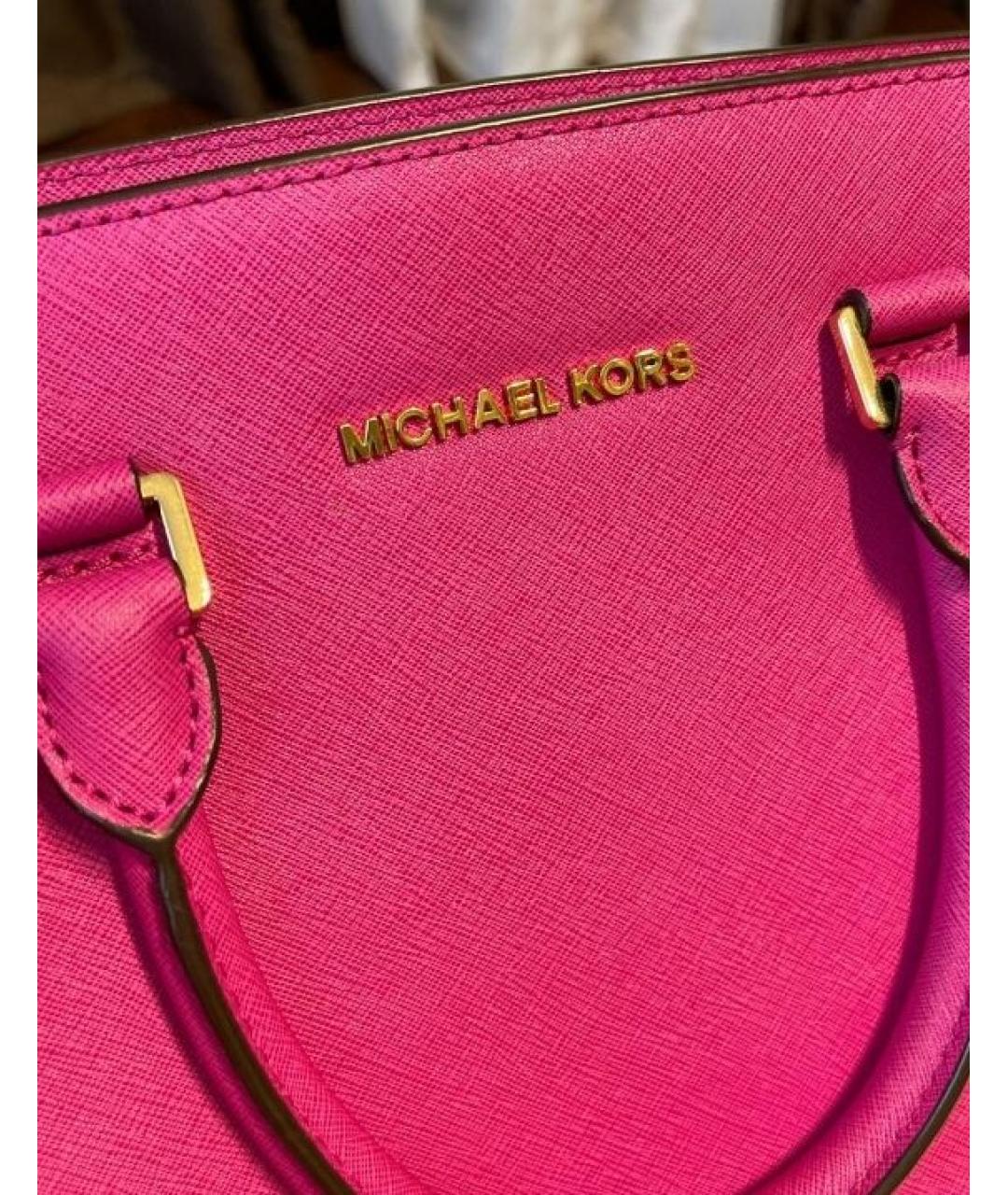 MICHAEL MICHAEL KORS Фуксия кожаная сумка тоут, фото 7