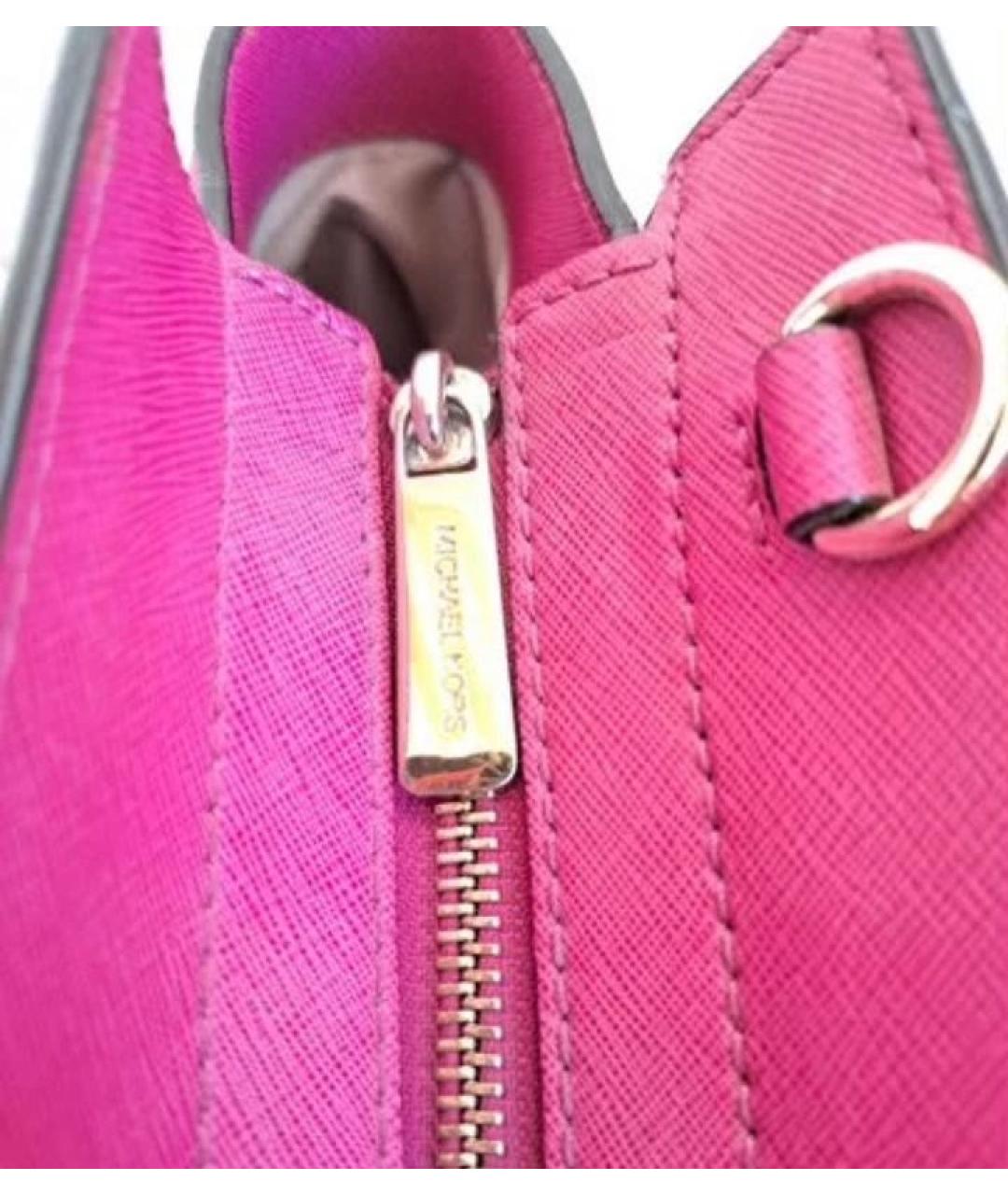 MICHAEL MICHAEL KORS Фуксия кожаная сумка тоут, фото 8
