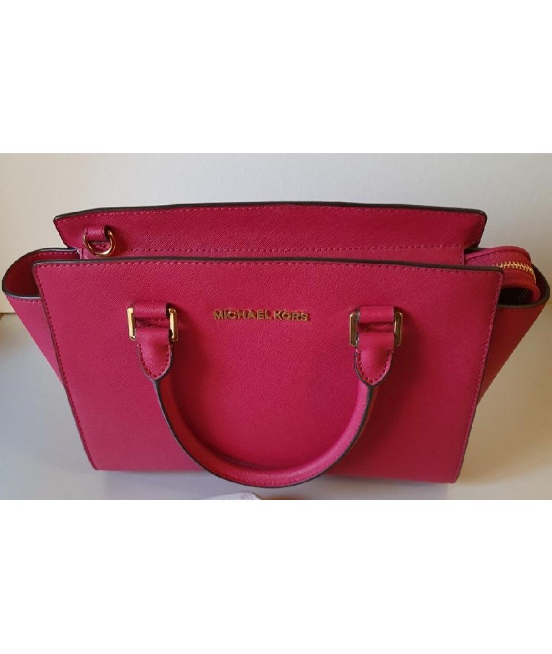 MICHAEL MICHAEL KORS Фуксия кожаная сумка тоут, фото 5