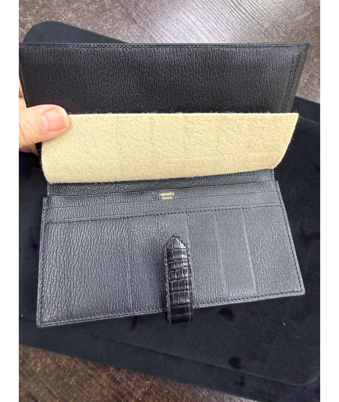 HERMES Черный кошелек из экзотической кожи, фото 4