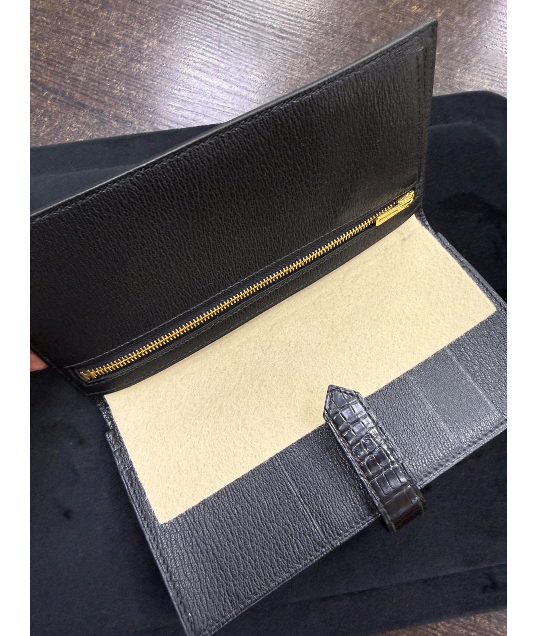 HERMES Черный кошелек из экзотической кожи, фото 5