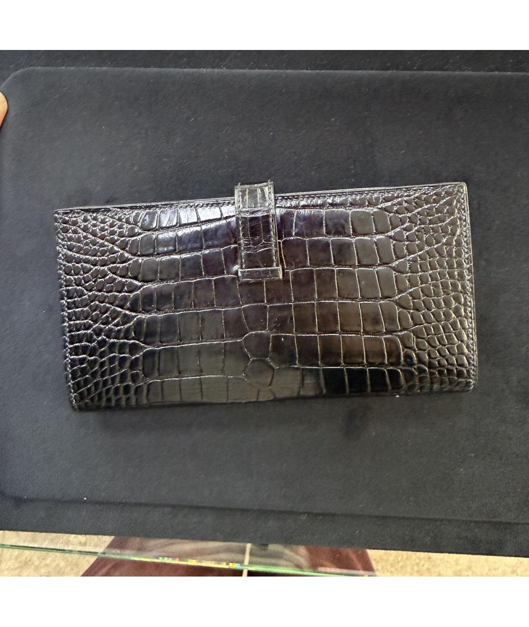 HERMES Черный кошелек из экзотической кожи, фото 3