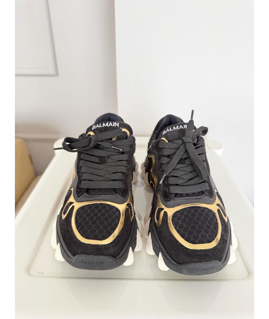 BALMAIN Черные кожаные кроссовки, фото 2
