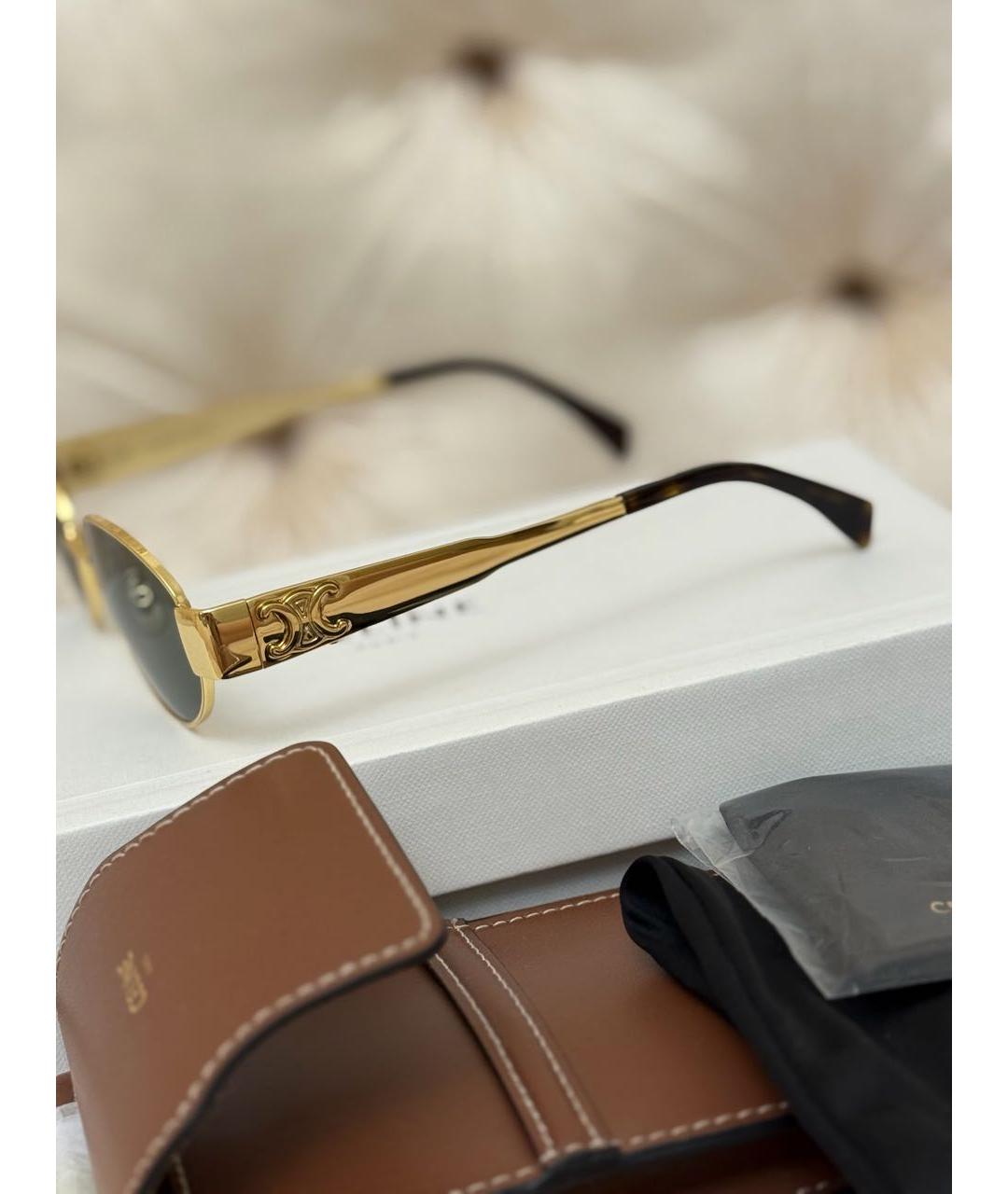 CELINE Золотые металлические солнцезащитные очки, фото 2