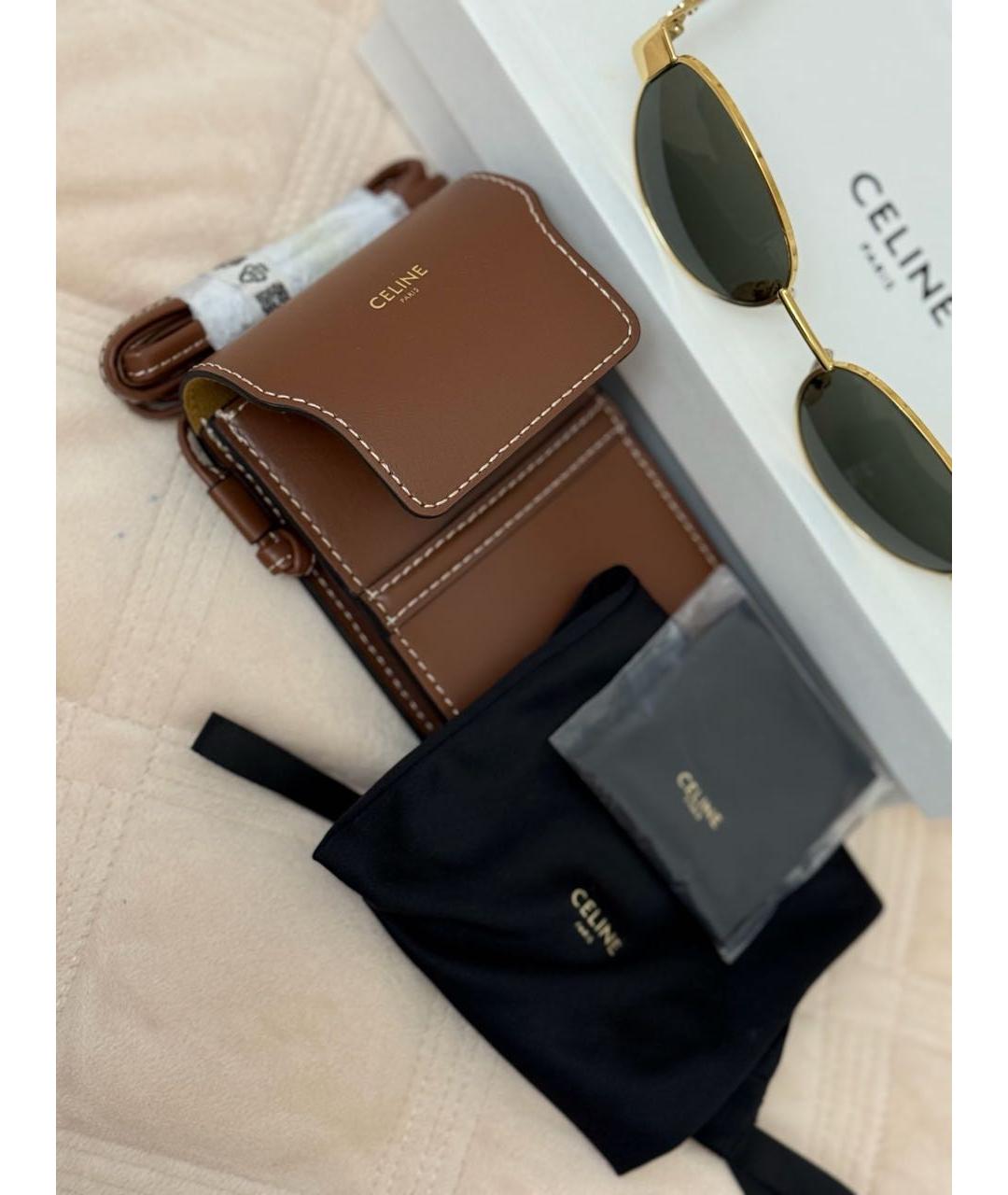 CELINE Золотые металлические солнцезащитные очки, фото 3