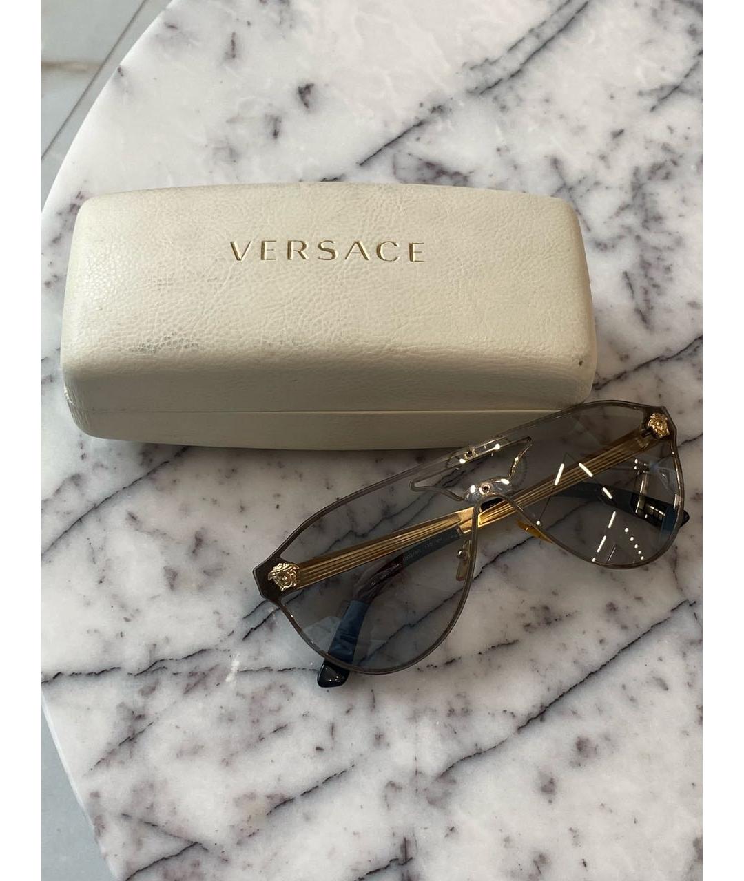 VERSACE Золотые металлические солнцезащитные очки, фото 3