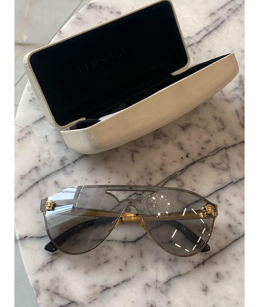 VERSACE Золотые металлические солнцезащитные очки, фото 2