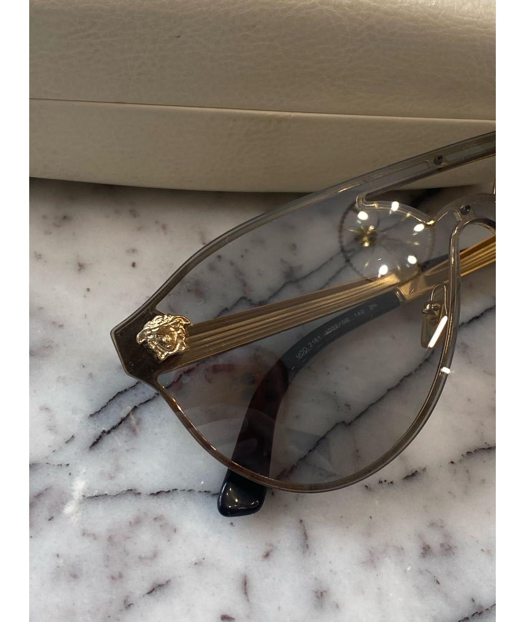 VERSACE Золотые металлические солнцезащитные очки, фото 4