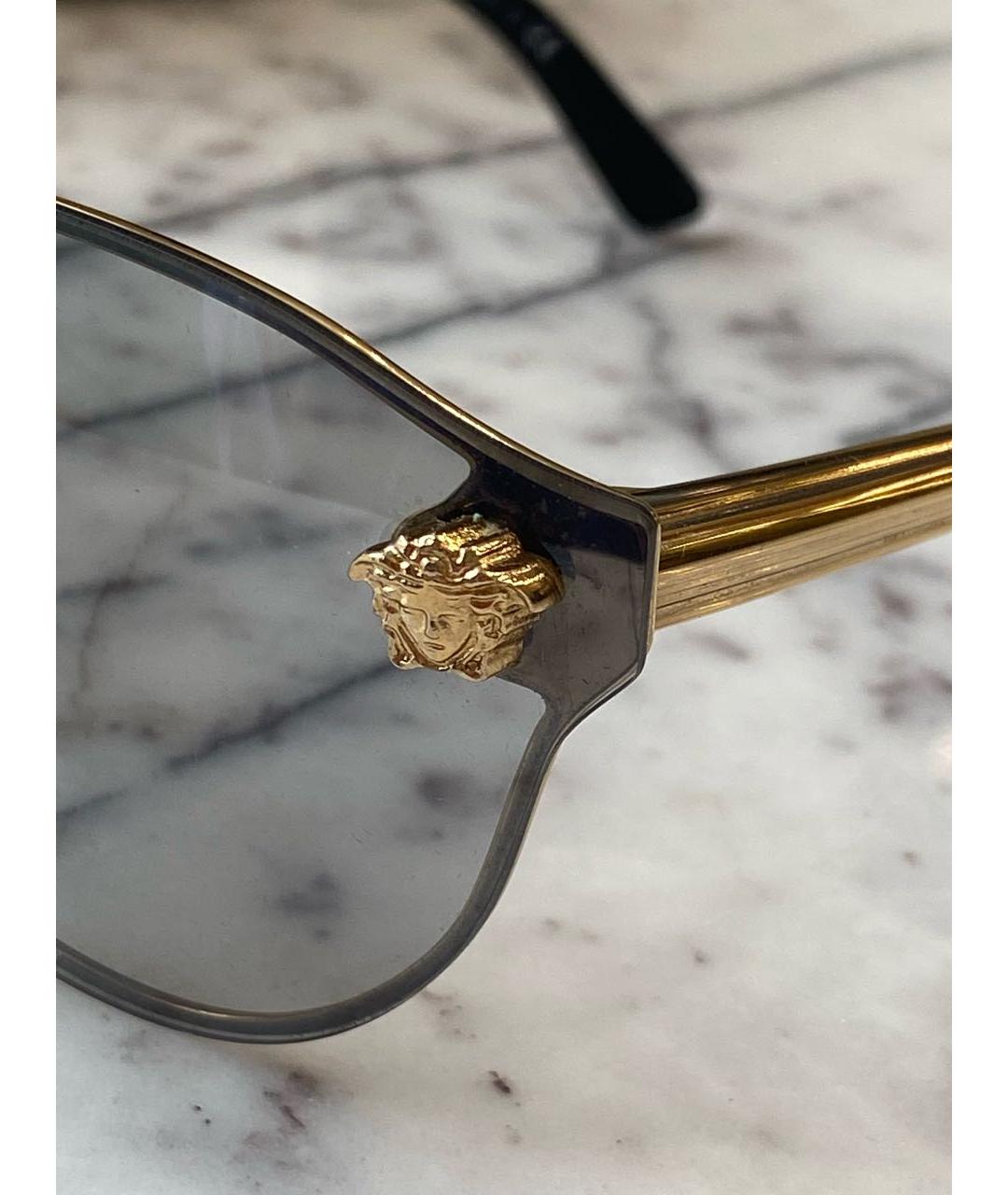 VERSACE Золотые металлические солнцезащитные очки, фото 5