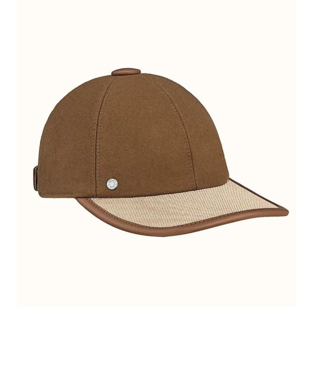 HERMES Коричневая кашемировая кепка, фото 10